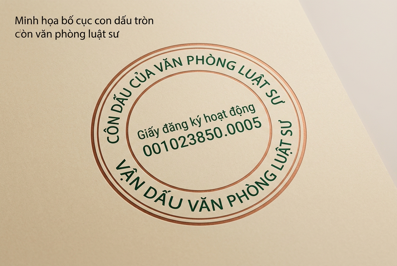 Minh họa bố cục con dấu tròn văn phòng luật sư